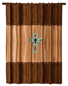 (HXWS4182SC) "Las Cruces" Western Shower Curtain with Cross