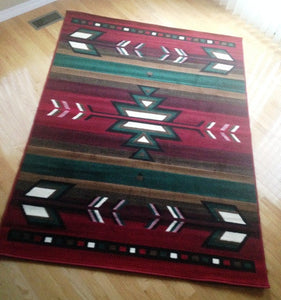 (PW-SW1RED-4x5) "Southwest-2" Red Area Rug - 4 x 5