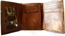 Load image into Gallery viewer, (WFAXRC-T2) Twisted-X Brown Leather Tri-Fold Wallet with Gold Embroidered Logo