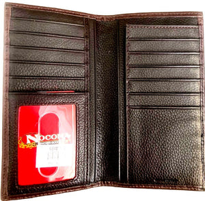 "Nocona" Western Ostrich Print Leather Brown Rodeo Wallet/Checkbook Cover
