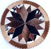Load image into Gallery viewer, 60&quot; Round Brazillian Cowhide 16-Point Star Rug