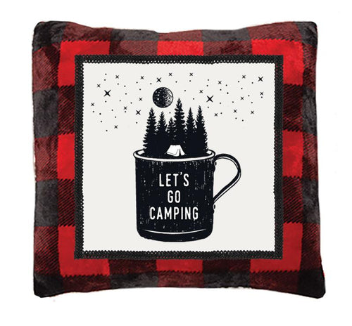 Red Buffalo Plaid Camping Throw Pillow