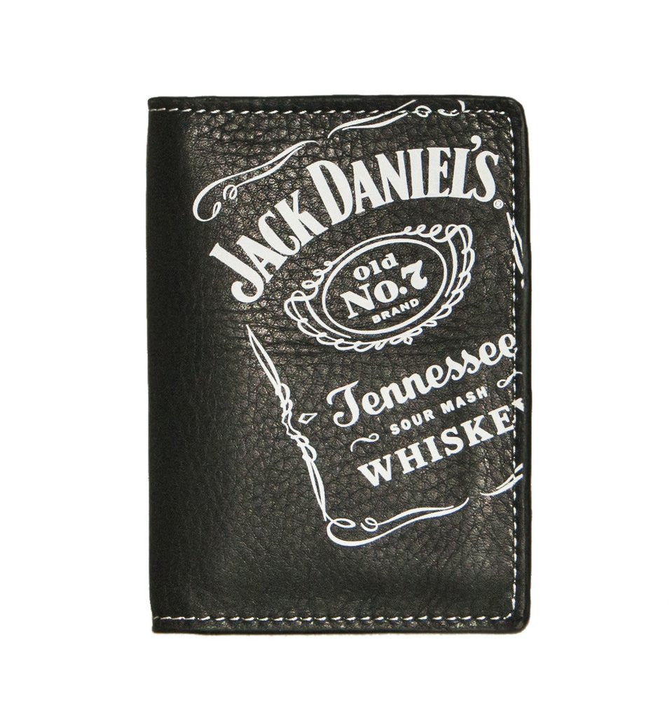 Jack Daniel's Whiskey Black Leather Tri-Fold Wallet