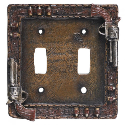 (JT-87-1256) Western Pistols Double Switch Plate