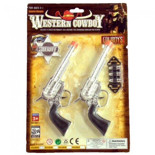 (JT-87-1561) Kids Western Cowboy Double Pistol Set with Sheriff Badge