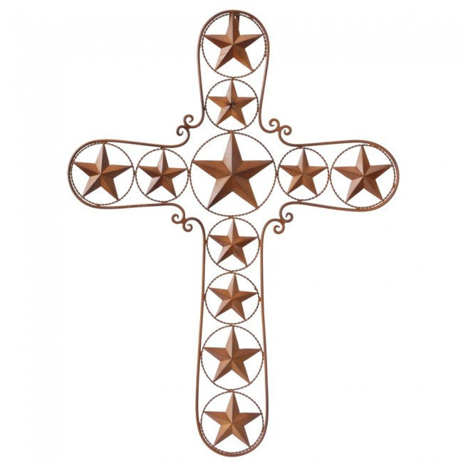 (JT-87-93328) Metal Wall Cross with Stars