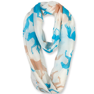 Western Ivory Infinity Scarf with Blue & Pink Horses