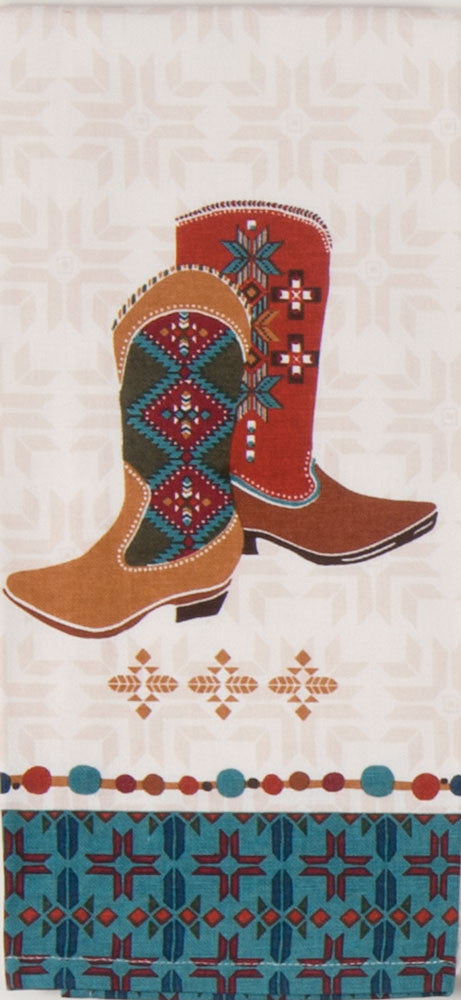 (KD-R9168) Western Cowboy Boots Tea Towel
