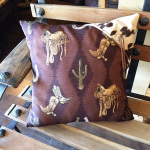 (KDI-BS) Western Accent Pillow - Boots, Saddles, Cactus, Horseshoes