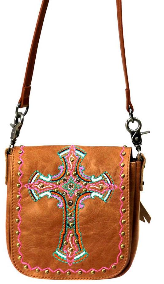 100% Genuine Leather Crossbody with Cross