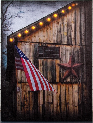 Lighted American Barn Canvas Art