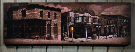Lighted Western Town  Canvas Art
