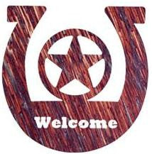 (LZHWTX10NF) Western Horseshoe & Texas Star Laser-Cut Metal Welcome Sign