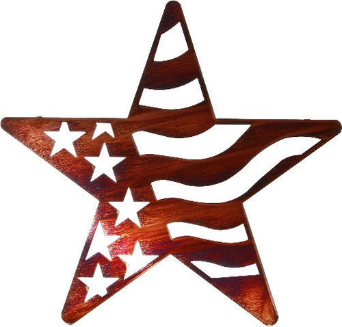 (LZSHNSTAR24WHP) Texas Star/American Flag Western Laser-Cut Metal Art