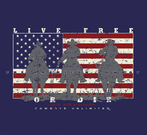 (MBCB1550) "Live Free or Die" Cowboys Unlimited T-Shirt