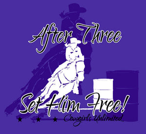 (MBCG1191) "Set Him Free" Cowgirls Unlimited Barrel Racer Adult T-Shirt