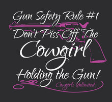 Load image into Gallery viewer, (MBCG1193) &quot;Gun Safety Rule&quot; Cowgirls Unlimited Adult T-Shirt