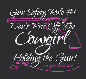 (MBCG1193) "Gun Safety Rule" Cowgirls Unlimited Adult T-Shirt