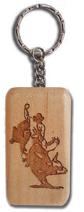 (MBKC5061) "Bull Rider" Wooden Key Chain