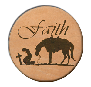 (MBLC4072) "Faith" Leather Coaster Set (Set of 4)