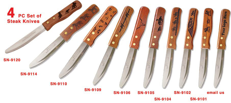 Longhorn Wooden Handle Steak Knives – Custom Cowboy Shop