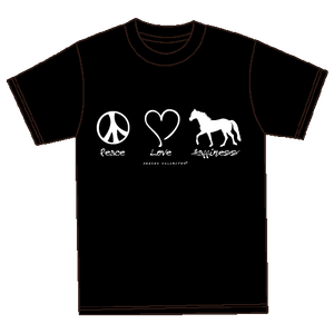 (MBUH7562) "Peace, Love, Happiness" Horses Unlimited T-Shirt