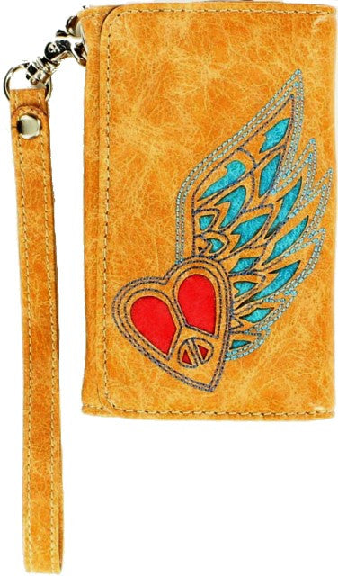 (MFW0614808) Western iPhone 4 Case/Wallet with Red Heart & Blue Wing