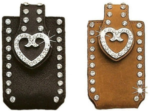 (MFW06860) Western iPhone4/PDA/Slide Cell Phone Holder with Heart Concho