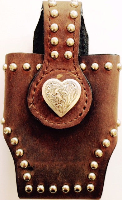 (MFW0689299-40) Western Brown Distressed Cell Phone Holder with Heart for Flip Phones