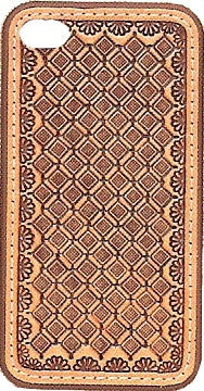 (MFW0694208) Western Tan Basketweave Leather iPhone 4 Protective Case