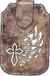 (MFW0694601) Cross & Wing Western Cell Phone Case Black (Fits iPhone4)