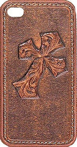 (MFW0696802) Western Leather Brown Diagonal Cross iPhone 4 Protective Case