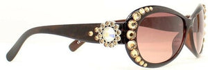 (MFW1602002) Western Sunglasses with Crystal Conchos - Brown