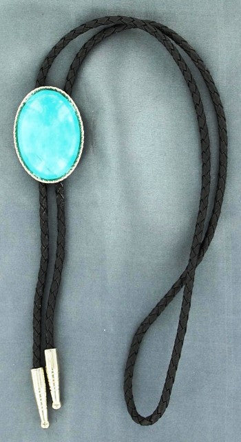 (MFW22838) Western Bolo with Oval Turquoise Stone
