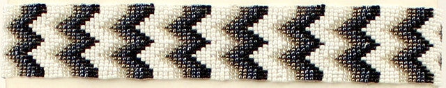 (MFW3058862) Southwestern Black & White Beaded Chevron Headband