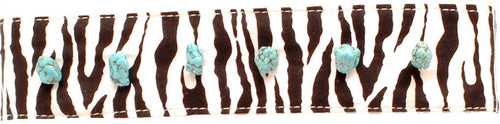 (MFW30596) Western Zebra Fabric Headband with Turquoise Stones
