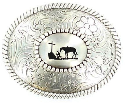 Oval Praying Cowboy Buckle