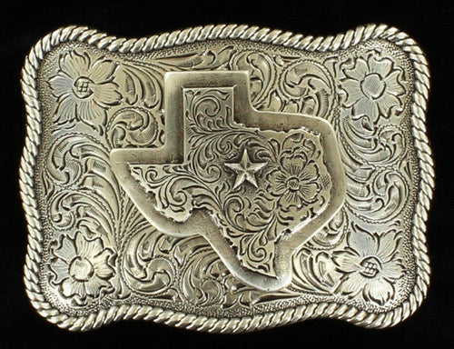(MFW37528) Men's Western Scalloped Texas Belt Buckle