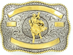(MFW3807241) Western Trophy Buckle with Bull Rider and Free Engraving