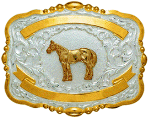 (MFW38442) "Standing Horse" Western Trophy Belt Buckle