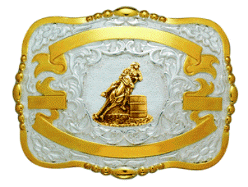 (MFW38468) Western Trophy Buckle with Barrel Racer and Free Engraving