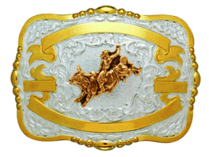 (MFW38474) Western Trophy Buckle with Bull Rider and Free Engraving