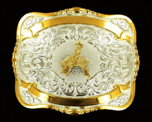 (MFW38566) Western 5" x 4" Trophy Buckle with Mutton Bustin' and Free Engraving