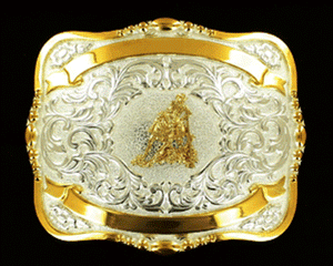 (MFW38578) Western 5" x 4" Trophy Buckle with Pole Bender and Free Engraving