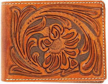 Load image into Gallery viewer, (MFWN5490608) Western Tan-Tooled Leather Bi-Fold Wallet by Nocona