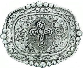 (MFW8012854) Western Silver Cross Belt Buckle