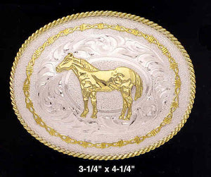 (MFWC10373) Classic Silver Buckle Standing Horse