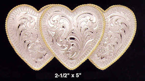 (MFWC10412) Ladies' Silver Triple Heart Belt Buckle