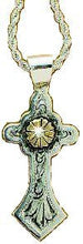 Load image into Gallery viewer, (MFW90430) Western Silver &amp; Gold Floral Cross Necklace