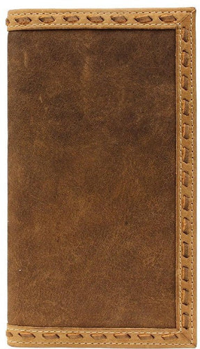 (MFWA3514844) Western Medium Brown Rodeo Wallet with Buck Stitch by Ariat